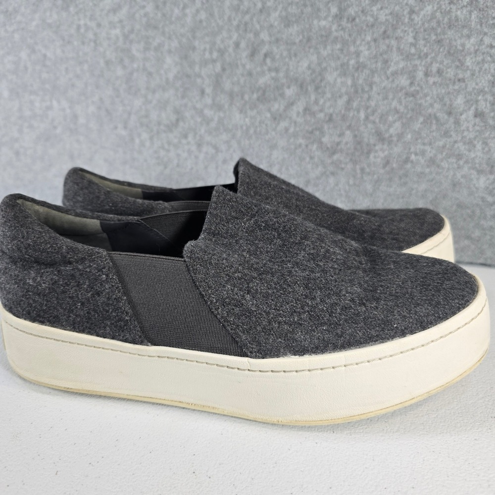Vince Blair Charcoal Grey Wool Flannel Slip On Platform Sneakers Mens 9 M